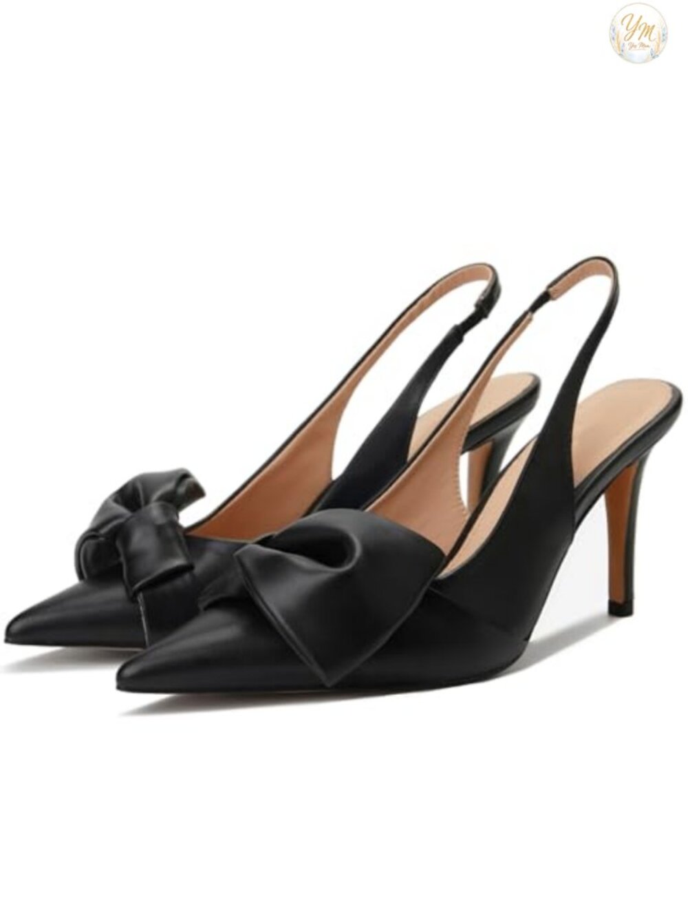 Women's Slingback Pumps Pointed Toe Stiletto Heels Bow Detail